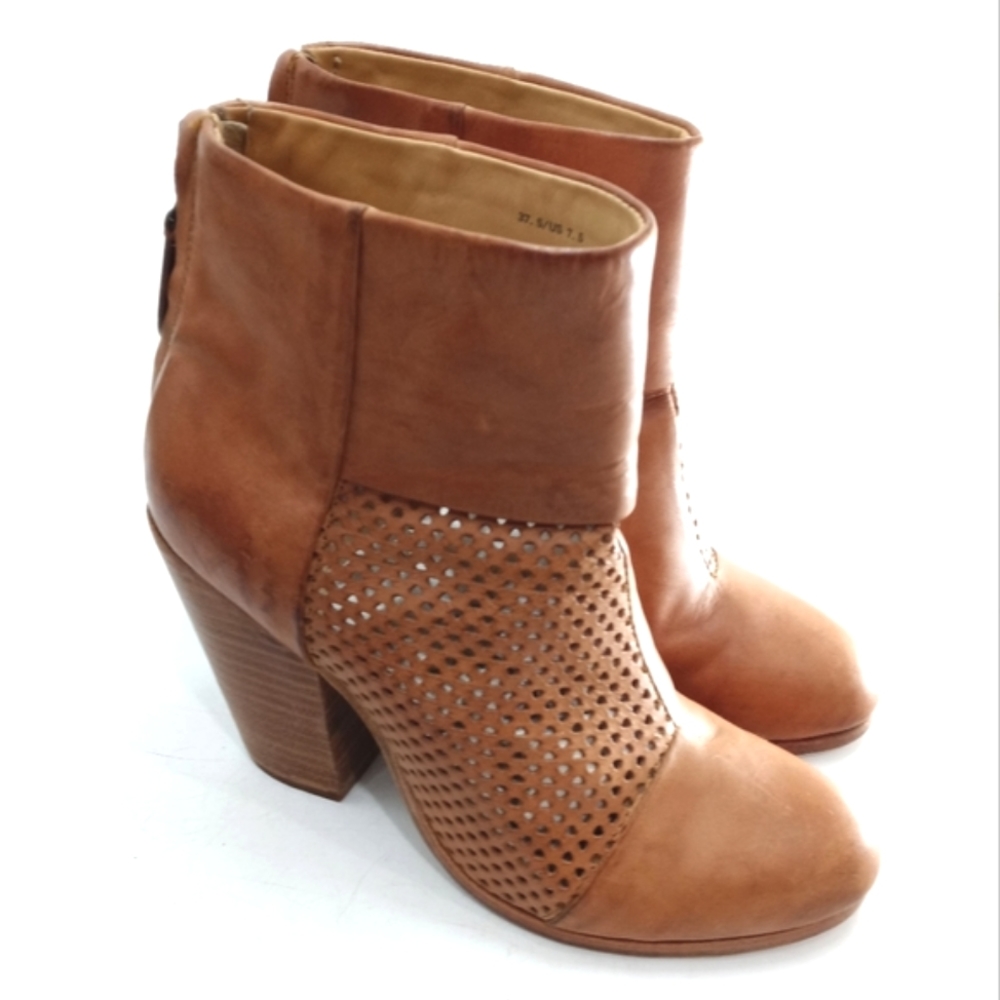 Rag and Bone Newberry Chestnut Perforated Ankle Boots‎